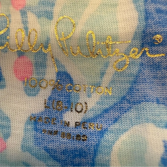 Lilly Pulitzer GIRLS ARELLA RUFFLE Cotton DRESS Bay Blue Into the Deep Sz L 8-10 - Picture 6 of 12